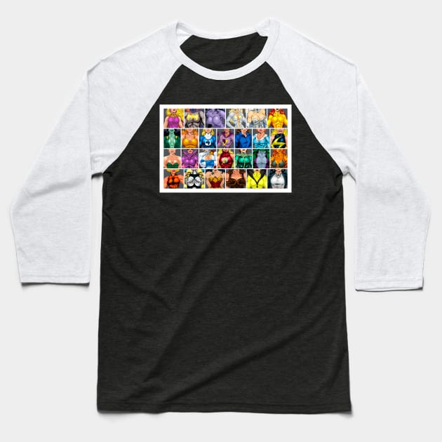 ABC's of Superheroines Baseball T-Shirt by Twogargs